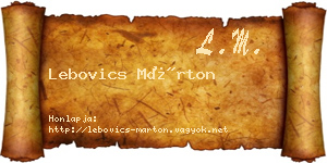Lebovics Márton névjegykártya